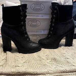 Fashion Nova Black Lace Up Boots